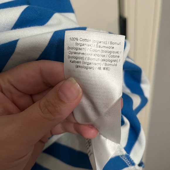 GANNI Organic Cotton L/S Blue Stripe Blouse Size XL - Picture 7 of 10